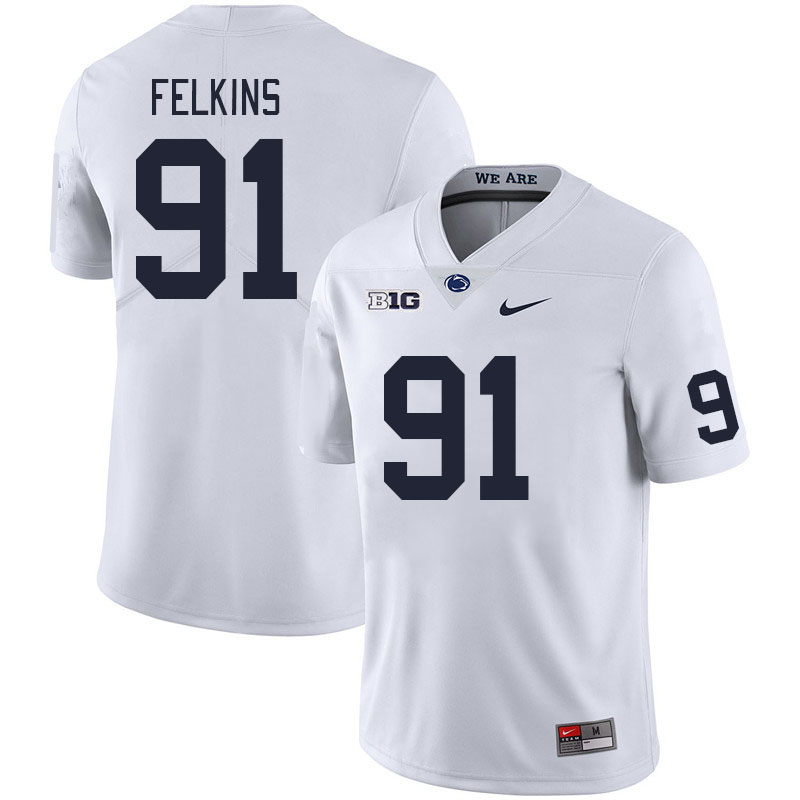 Men #91 Alex Felkins Penn State Nittany Lions College Football Jerseys Stitched Sale-White - Click Image to Close